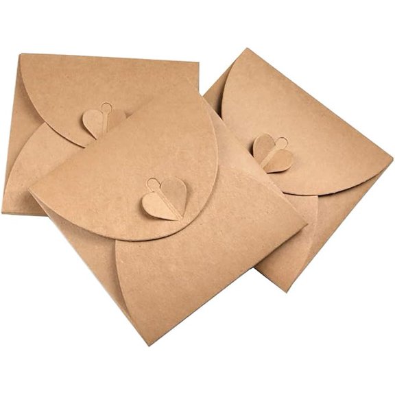 25 Pcs Retro Brown Kraft Paper CD DVD Sleeves Envelopes Cardboard Storage Cases Holder with Heart Button