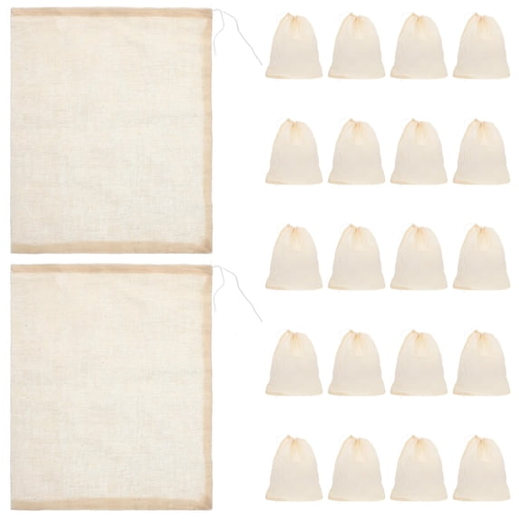 25 Pcs Reusable Soup Bags,Drawstring Bags,Natural Unbleached Cotton Straining Herbs Cheesecloth Bags for Coffee Tea Brew, Soup Gravy Broth Stew, Bone Broth Brew, Spice,5x6.3 Inch(White)