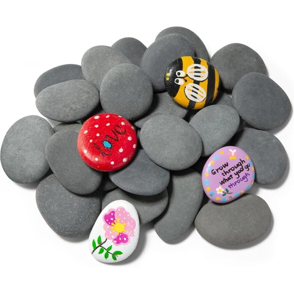 25 Pcs Rocks for Painting, 2"-3" Painting River Rocks, Flat & Smooth Stones to Paint, Hand Picked Natural Stones for Painting, Crafts for Kids & Adults