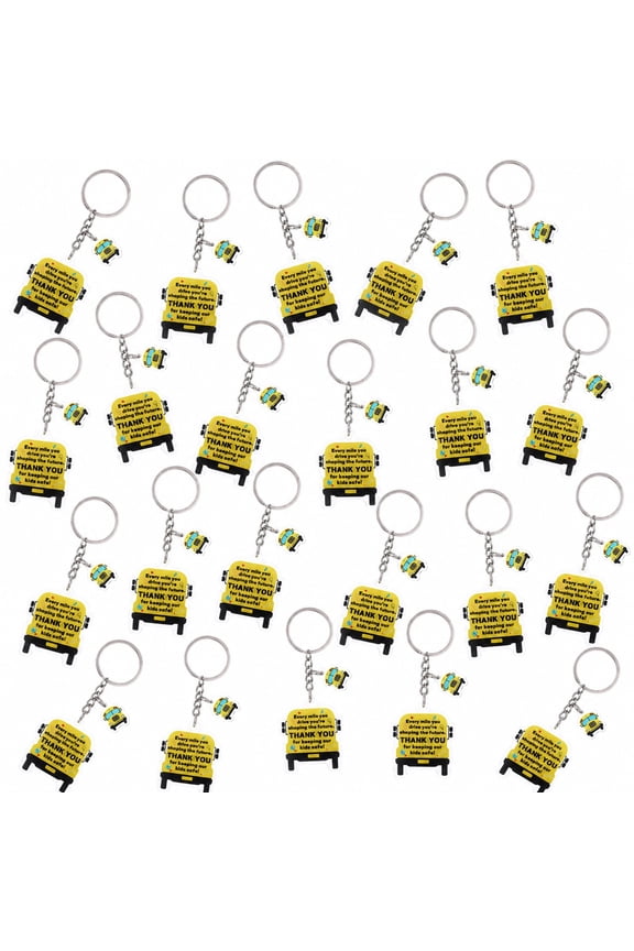 25 Pcs School Bus Driver Appreciation Keychains Bulk, Acrylic Bus Shaped Thank You Keyring Set with Inspirational Message, Employee Staff Recognition Gifts for Drivers Teachers Graduation