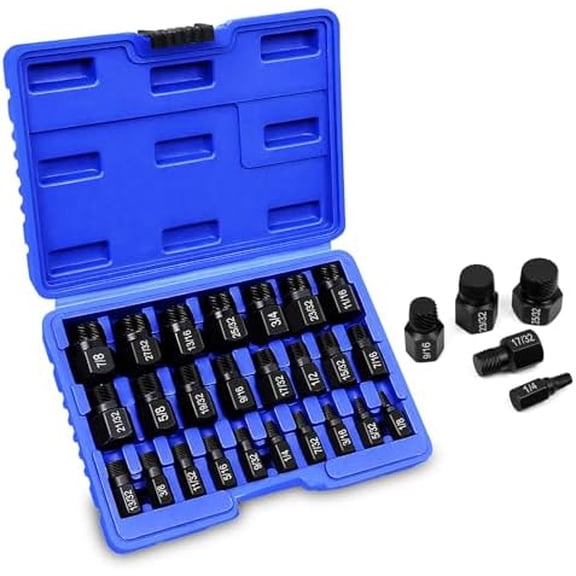 25 Pcs Screw Extractor Set, Hex Head Multi-Spline Easy Out Bolt Extractor Kit for Stripped Screw Removal, 1/8" to 7/8" in 1/32" Increments, CR-MO$$Tools & Hardware Other