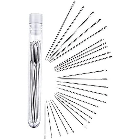 25 Pcs Sewing Needles, 5 Assorted Sizes (1.6, 1.8, 2, 2.2, 2.4 inches) Embroidery Needles for Hand Sewing, Large Eye Stainless Steel Pins Kit for Stitching Quilting Cloth Repair DIY