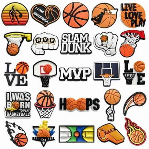 25 Pcs Shoe Charms Cute Basketball Cartoon Cute Shoe Ornaments - Shoe Decoration Charms for Holiday Gifts for Boys and Girls - PVC Waterproof Plastic