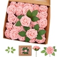 thumbnail image 1 of 25 Pcs Simulated Roses with Stems,Real Foam Roses Bulk Artificial Flowers,for DIY Wedding Bouquet Centerpiece Arrangement Party Baby Shower Home Decoration (Pink), 1 of 7