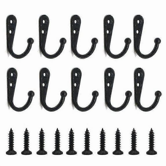 25 Pcs Single Hooks Black Wall Hooks Coat Rack Black Fitted With Mounting Screws,hook Zinc Alloy Single Hook Coat Hook Kitchen Bathroom Coat Hoo