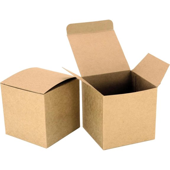25 Pcs Small Brown Paper Treat Boxes Bulk, 3x3x3 inch Candy Box with