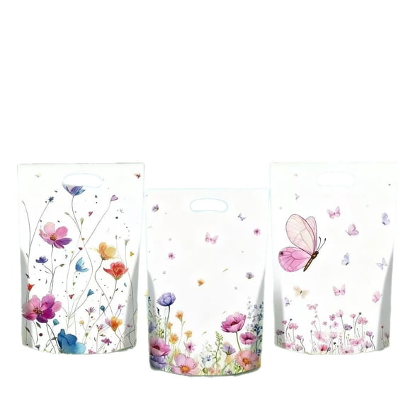25 Pcs Spring Floral Tote Bags Cute Flower Canvas Reusable Shopping Bag With Handles For Women Girls Birthday Party