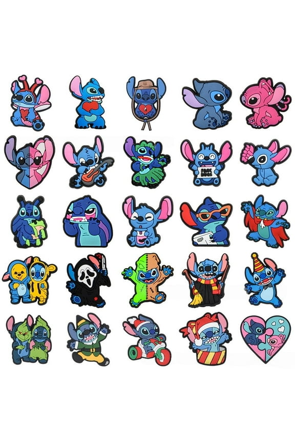 25 Pcs Stitch Shoe Charms for Clog Sandals, Cute Shoes Decoration Charms for Teen Adults