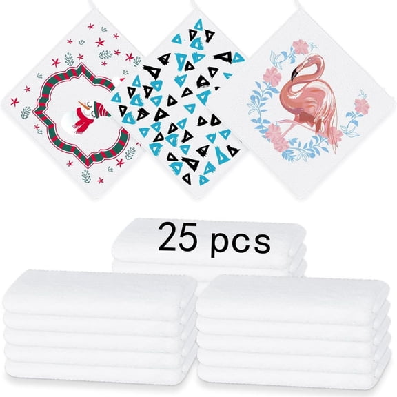25 Pcs Sublimation Towels Blank,12 x 12 Inch Sublimation Hand Towels,DIY Microfiber Sublimation Kitchen Towel Dish Towels,Sublimation Tea Towel Blanks
