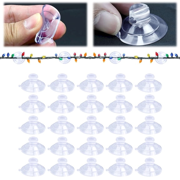 25 Pcs Suction Cups,Transparent Suction Cable Clips,30mm Small Plastic Rubber Suction Cups for Glass,Small Round Suction Cups without Hooks for Home Organization Festival Christmas Decoration,Clear