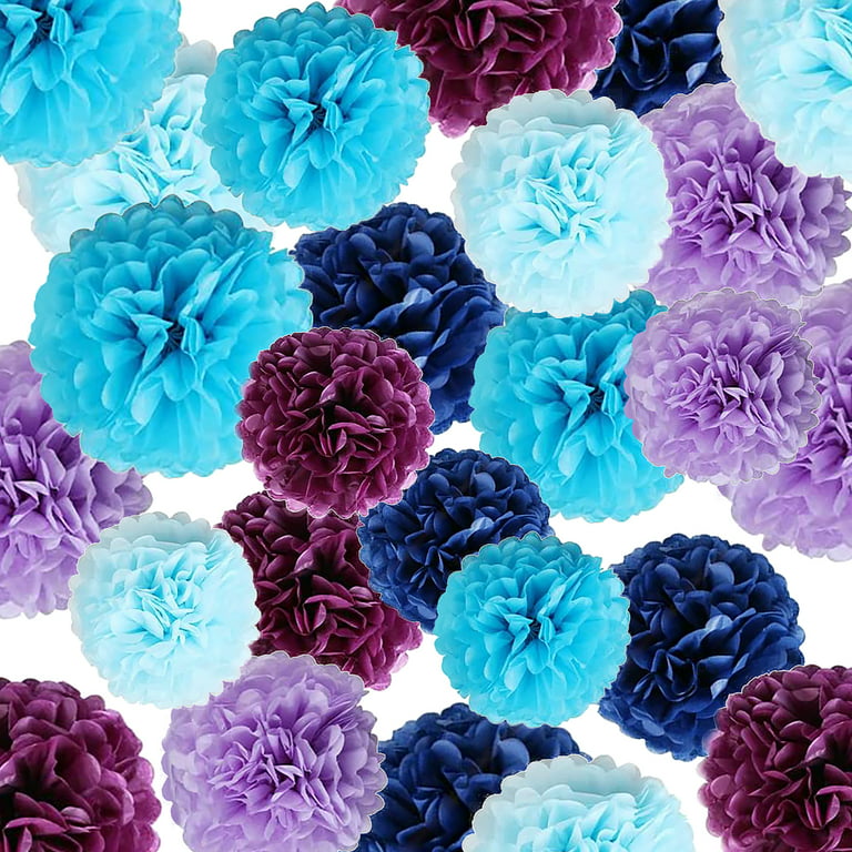 Tissue Pompons, 20+24+30 cm, Purple, 3 pc