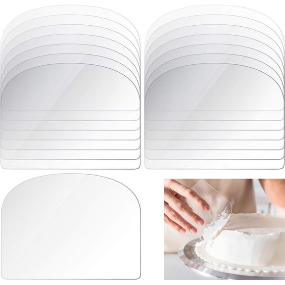 25 Pcs Transparent Cake Cream Scraper,Happon Plastic Scraper Tool,Flexible Plastic Cake Scraper Smoother for Bakery Pastry Cake Decoration Kitchen DIY Baking Tool
