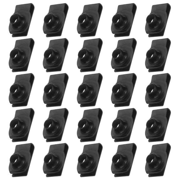 25 Pcs U-Style Clip-On M10-1.5 Nut U-Type Fasteners Manganese Steel Black