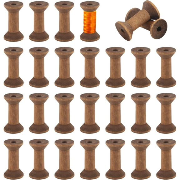 25 Pcs Vintage Wooden Spools for Crafts 1.6" Retro Empty Thread Spools Wooden Ribbon Spools Bobbins for Embroidery Sewing Machines Wire Thread Cord Jewelry Chain Wrapping Peru