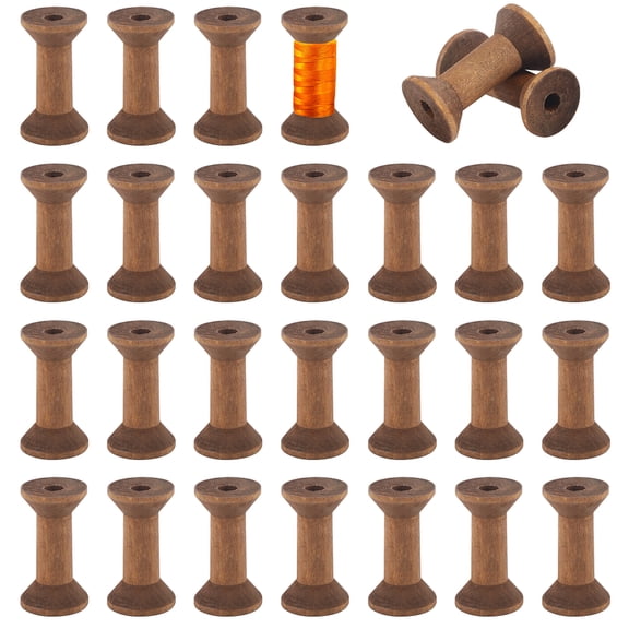 25 Pcs Vintage Wooden Spools for Crafts 1.6" Retro Empty Thread Spools Wooden Ribbon Spools Bobbins