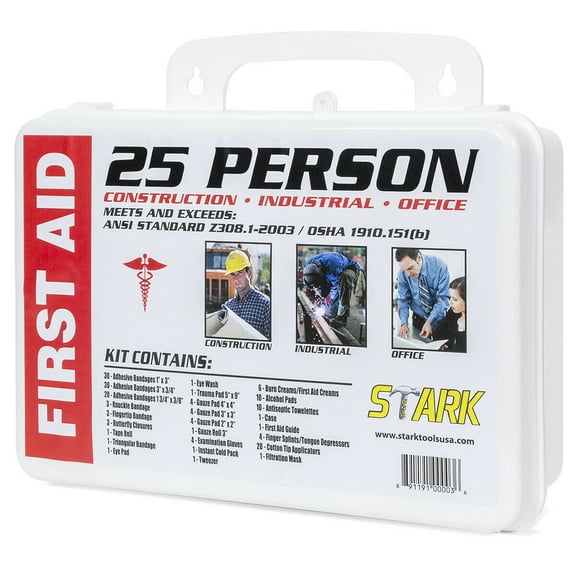 25 Person 183 Piece Emergency Medical First Aid Kit OSHA & ANSI Approved w/ Case