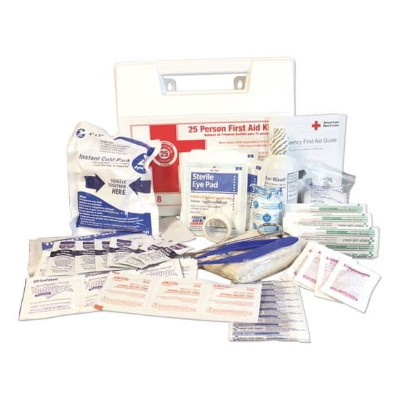25-Person First Aid Kit, 107 Pieces, Plastic Case | Bundle of 2 Each