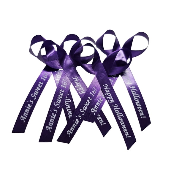 25 Personalized Ribbons Baby Bridal Shower Wedding Favors Custom Made Purple with Names