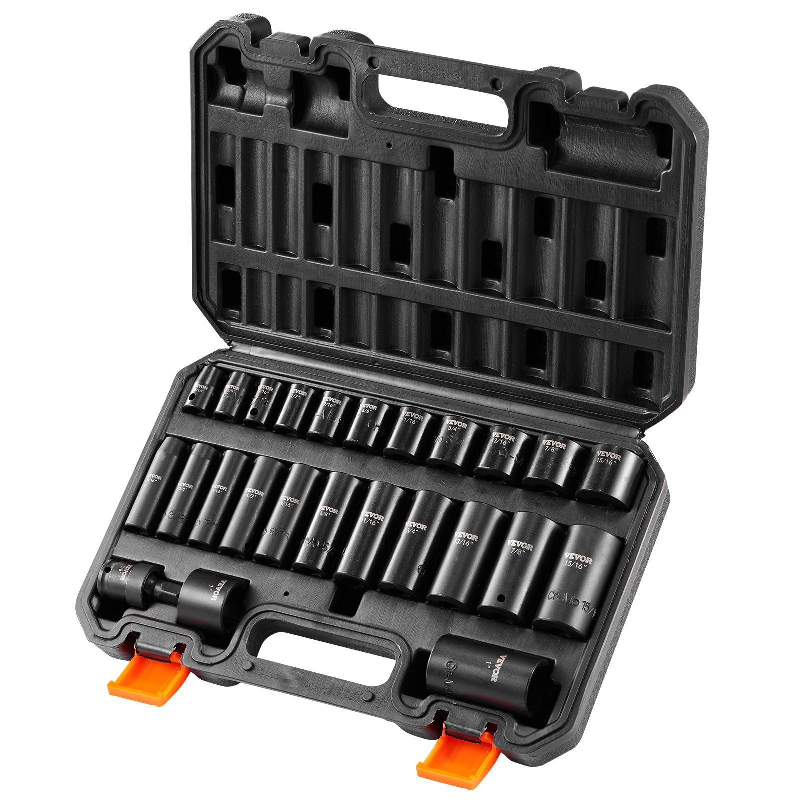 25-Piece 3/8" Drive 6-Point Impact Socket Set - Cr-V Steel Ratchet Tool Kit w/ Case for Automotive & DIY