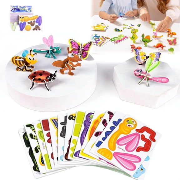 25-Piece 3D Insect DIY Puzzle Set EVA Foam STEM Educational Toy, Glue-Free Snap-Fit Craft Model for Kids, Screen-Free Home Classroom Gift(Dinosaurs)