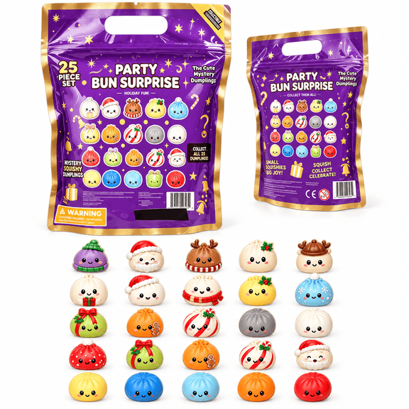25-Piece Christmas Countdown Mini Toy Set, 25 Pack of Extra Mini Dumplings, Holiday Stocking Stuffers, Party Favors and Christmas Gifts