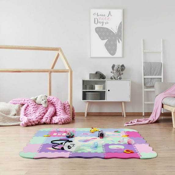 25 Piece Foam Jigsaw Puzzles for Kids, Floor Mats, Foam Mats, Baby Crawling Mat Fence
