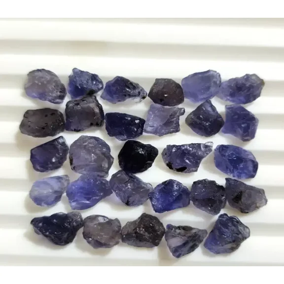25 Piece Iolite Rough Size 10-12 MM Raw Untreated Gemstone Raw Genuine Iolite Raw Dainty Blue Iolite Rough For Jewelry Making