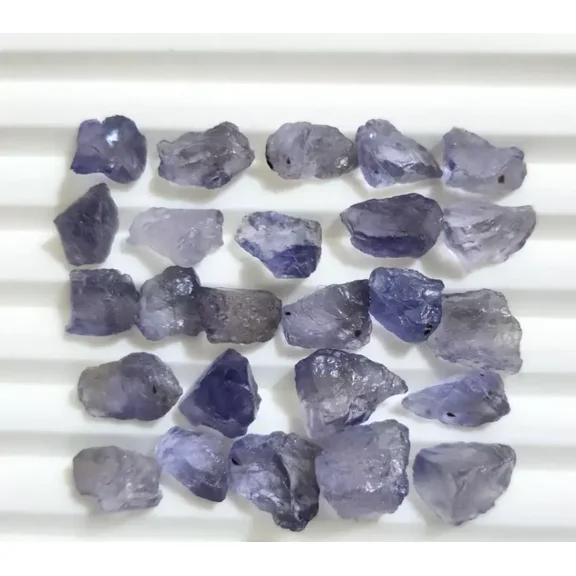 25 Piece Light Color Iolite Rough Size 10-12 MM Raw Untreated Gemstone Raw Genuine Iolite Raw Dainty Blue Iolite Rough For Jewelry Making