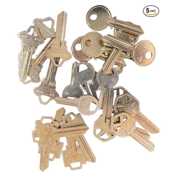 25-Piece Residential Key Blank Set Includes 5 Each of Popular Key Blanks for Home & DIY Locksmithing (KW1, SC1, WR5, Y1) Spares & Replacements XLMD