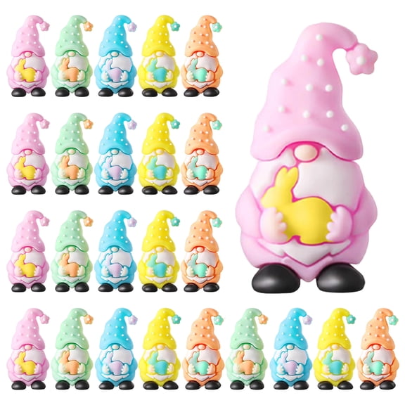 25-Piece Small Bunny Figurines, Pastel Resin Easter Gnome Statues, Easter decorations, Spring Table decorations, Easter Party decor, Figurines Home decor, Mantel decorations,