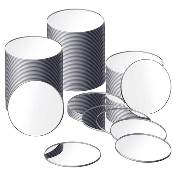 25 Pieces Acrylic Mini Size Round Mirror Adhesive Small Craft Tiles for Crafts (4 Inch in Diameter)