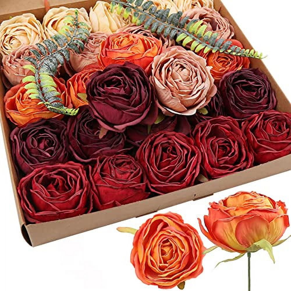 IPOPU 25 Rose Artificiali Glitterate Argento Con Cristalli - Fiori In Schiuma Per Decorazioni Nozze E Feste