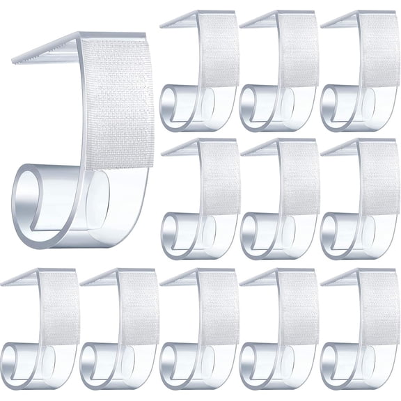 25 Pieces Indoor & Outdoor Table Skirting Clips - Plastic Tablecloth Clips with Hook and Loop for 1.5-2 Inch Tables, for Parties and Meetings