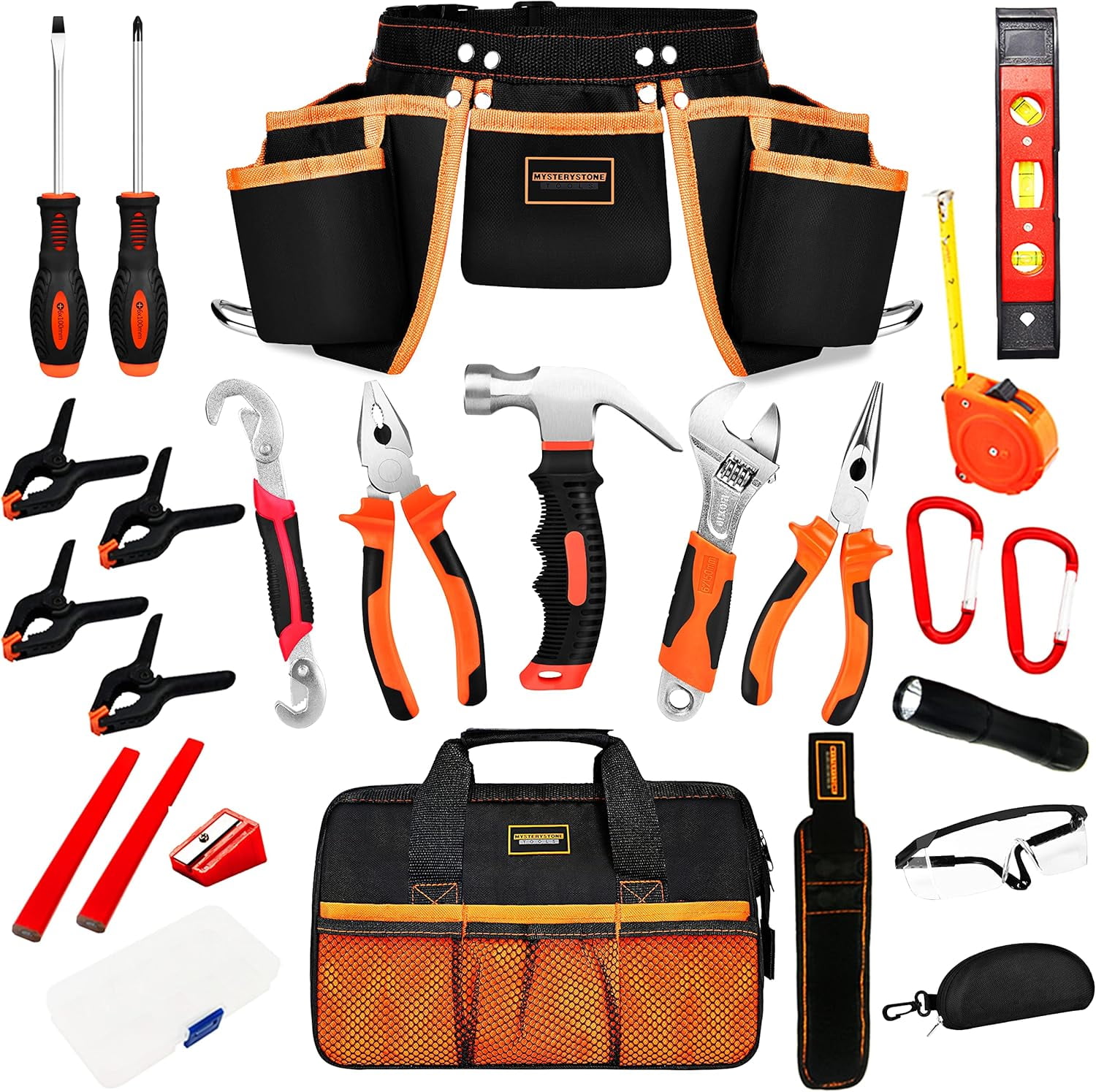 25 Pieces Kids Real Tool Kit Children Real Tool Set with Real Hand