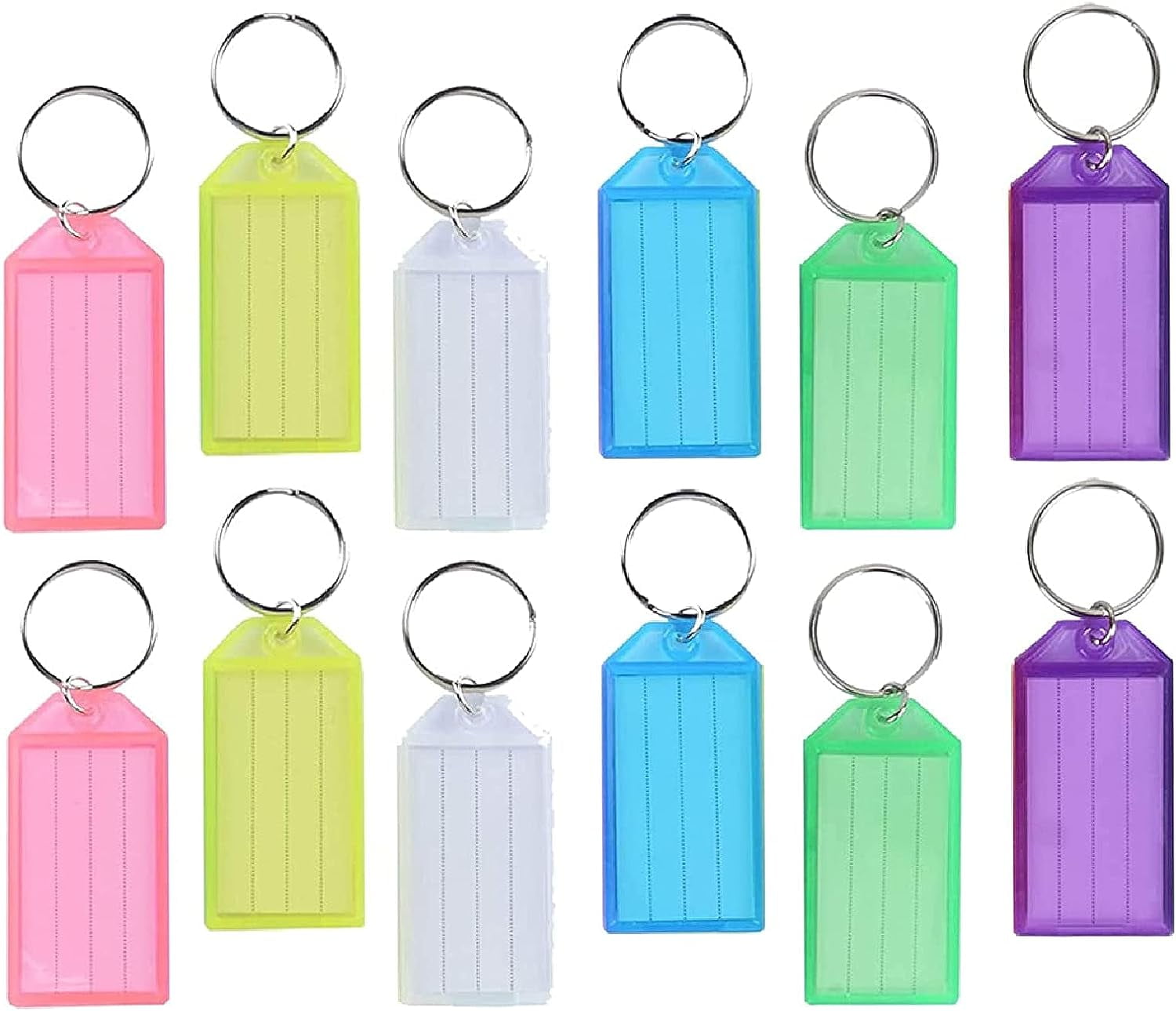 TOSEERY 60pcs Heavy Duty Keychain Key Tags Plastic Colored Labels Key Tags with Labels Key Tags with Ring and Label Window Key Ring Small Gift Belt