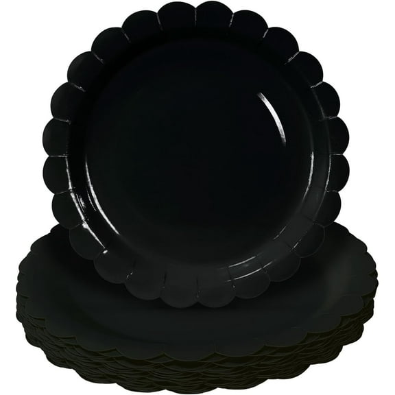 25 Pieces Light Blue Paper Plates 7 Inch Baby Blue Scalloped Plates Disposable Dinner Plate for Wedding Baby Shower Birthday Party Dessert Plate