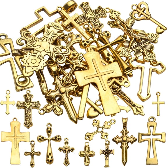 25 Pieces Mixed Crosses Charms Pendants Jewelry Findings for Making Bracelet and Necklace