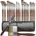 thumbnail image 1 of 25 Pieces Paint Brush Set, Artist Professional Series, Synthetic Acrylic Paint Brushes with Flat, Filbert, Fan, Dagger, Cat Tongue, Round, Angle, Rigger for Oil, Acrylic Canvas Paintings, 1 of 7