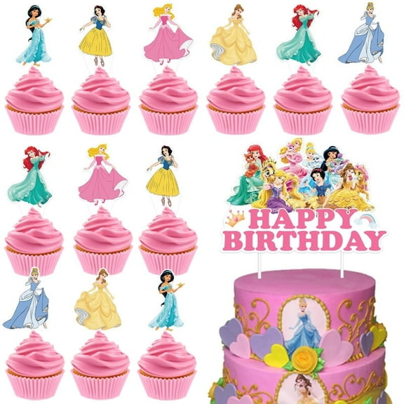 25 Pieces Princess Cake Topper Princess Cake Decoration Cupcake Princess Decoration for Children Princess Theme Birthday Party Cake Decoration Supplie