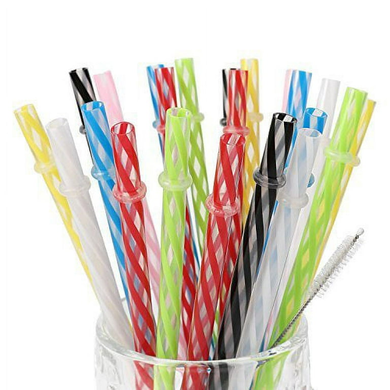 25 Pieces Reusable Plastic Straws. BPA-Free, 9 Inch Long Drinking