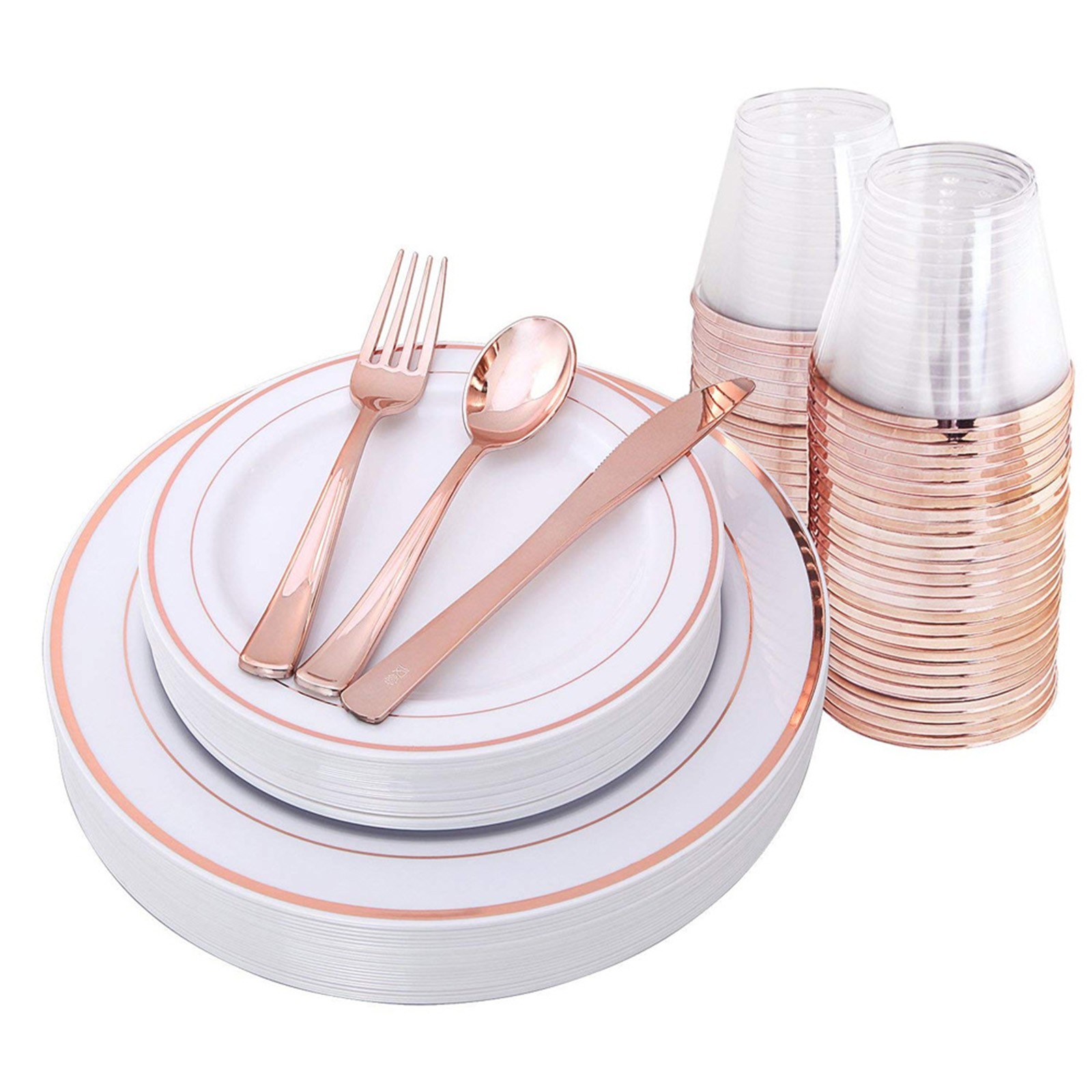 25 Pieces Transparent With Gold Edge Cups Drinking Cups For Party Wedding, Camping, Beach And Picnic