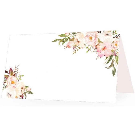 25 Pink Peony Floral Tent Table Place Card For Wedding Thanksgiving Christmas Catering Buffet Food Sign Paper Name Escort Card Folded Number Seat Assignment Setting Label Banquet Party