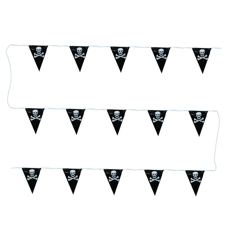 Hang Black Pirate Skull Crossbones Pennant Flag Jolly Roger Banner Party Decor Hang Black Pirate Skull Crossbones Pennant Flag Jolly Roger Banner Party Decor