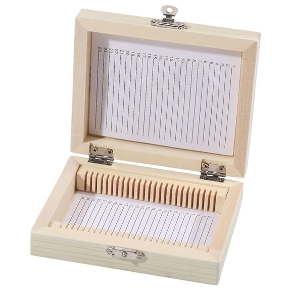 25 Place Wooden Microscope Slide Holder Microscope Slide Storage Boxes Iron Clasps Hinged Storage Microscope Slide Holder Case Beige 5.12x4.25x1.38 Inch