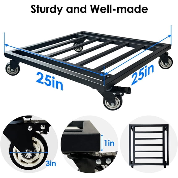 25" Plant Stand with Wheels Heavy Duty, Extra Large Metal Plant Caddy with Industrial Caster