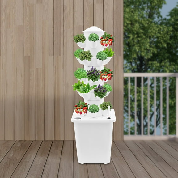 25-Plant Vertical Tower Garden System Hydroponic Growing Kit Gardening Mechanism
