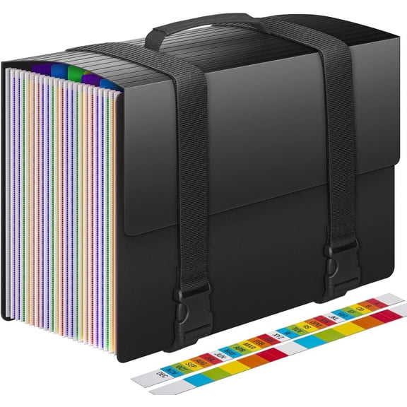 25 Pockets Accordion File Organizer Expanding File Folders with Handle, Portable Filing Box for Paperwork Documents Paper,A4/Letter Size