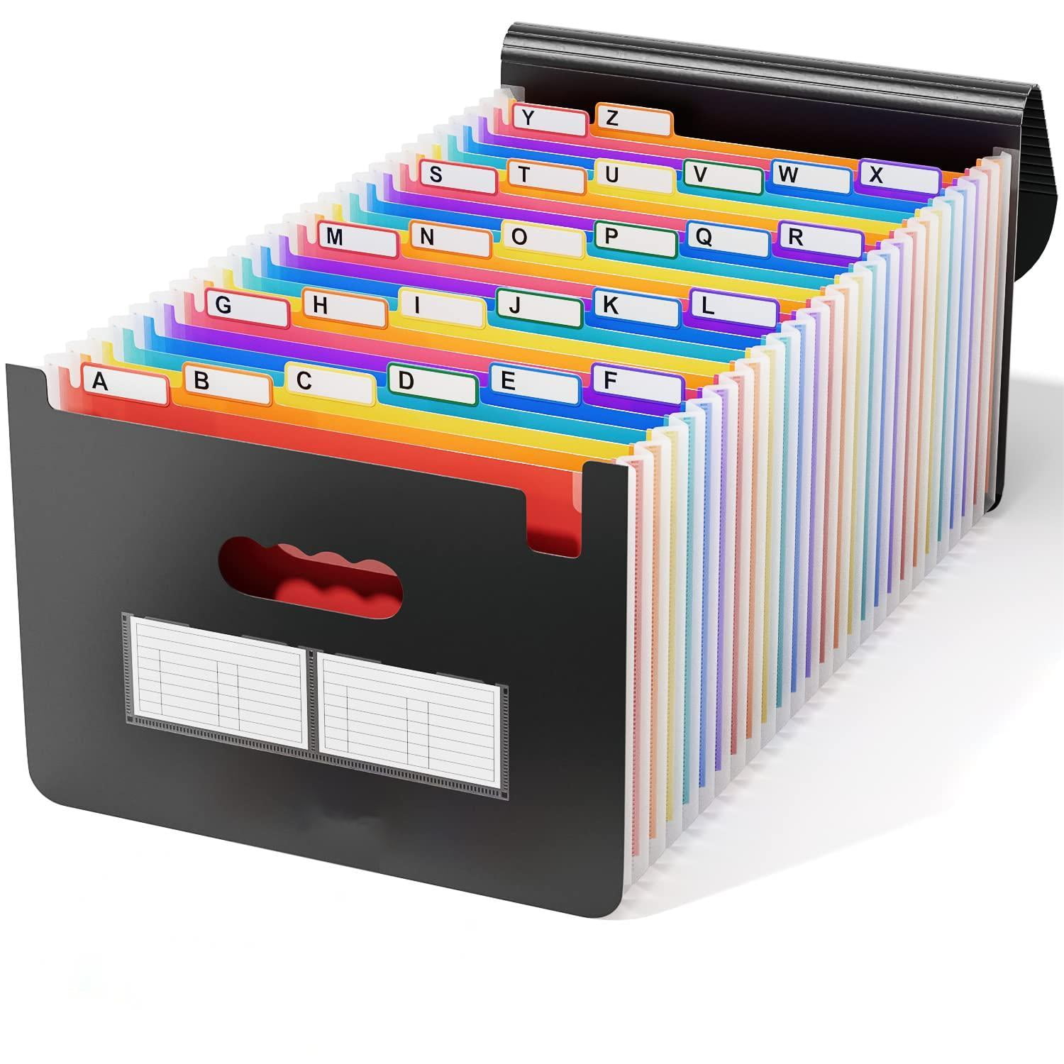 Travelwant File Organizer,12/24 Grids Expanding File Folder with Expandable Cover, Portable Document Organizer, Accordion Filing Box, Desktop Plastic