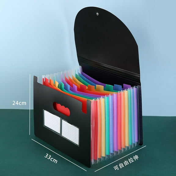 25 Pockets File Folders, A4 Accordion File Organizer with Colored Tabs, Letter Size Expanding File Folder with Expandable Cover, Efficient Document Storage Bill Receipt Organizer Black