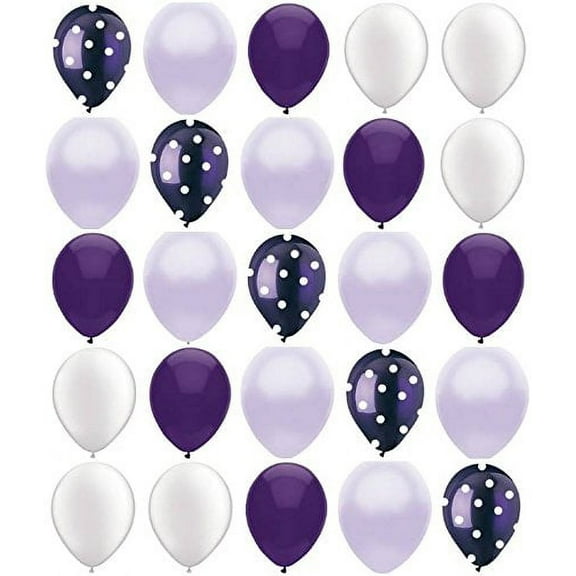 25 Polka DotPURPLE PARTY 11" Balloons Lavender White